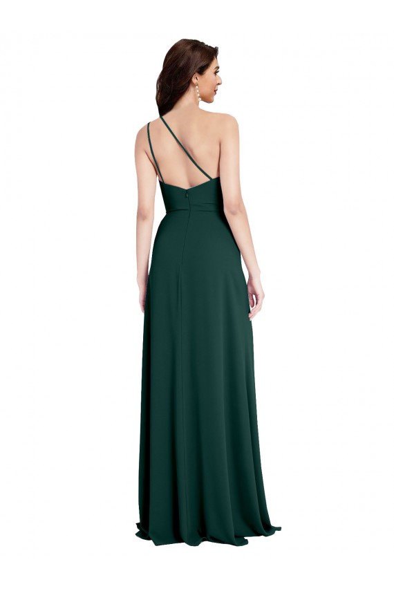 Best Stretch Crepe One Shoulder Sleeveless Open Back Long Formal Evening Dress Canada