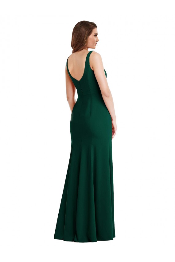 Best Stretch Crepe Square Neck Sleeveless Long Semi Formal Evening Dress Canada