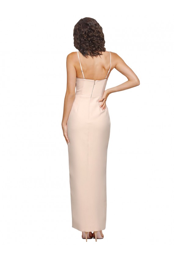 Best Stretch Crepe Strapless Sleeveless Low Back Nude Long Semi Formal Evening Dress Canada