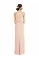 Best Stretch Crepe Halter Neck Sleeveless Open Back Nude Long Formal Evening Dress Canada