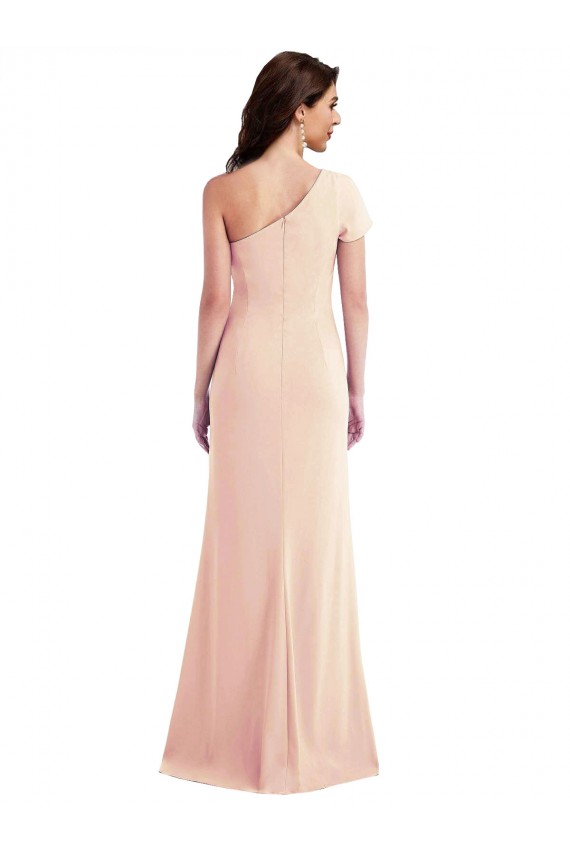 Best Stretch Crepe One Shoulder Cap Sleeves Long Formal Evening Dress Canada