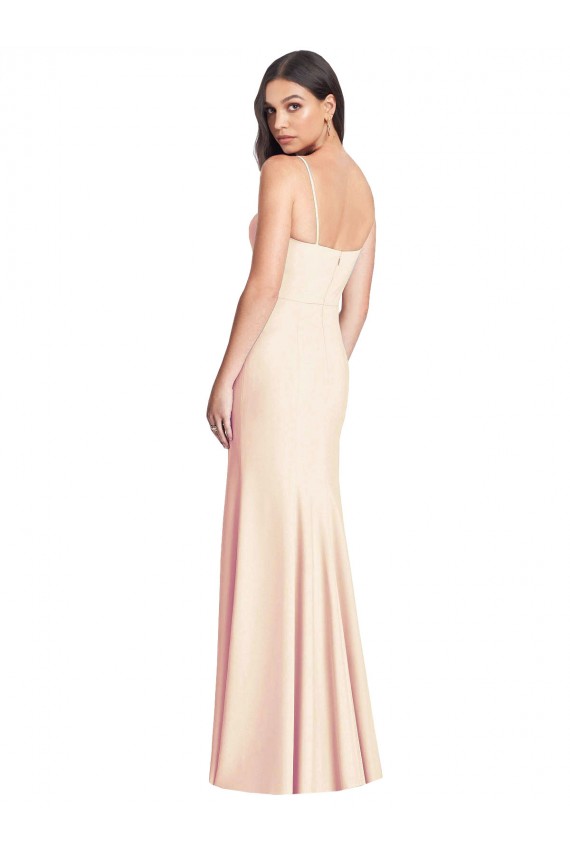 Best Stretch Crepe Spaghetti Straps Sleeveless Long Semi Formal Evening Dress Canada