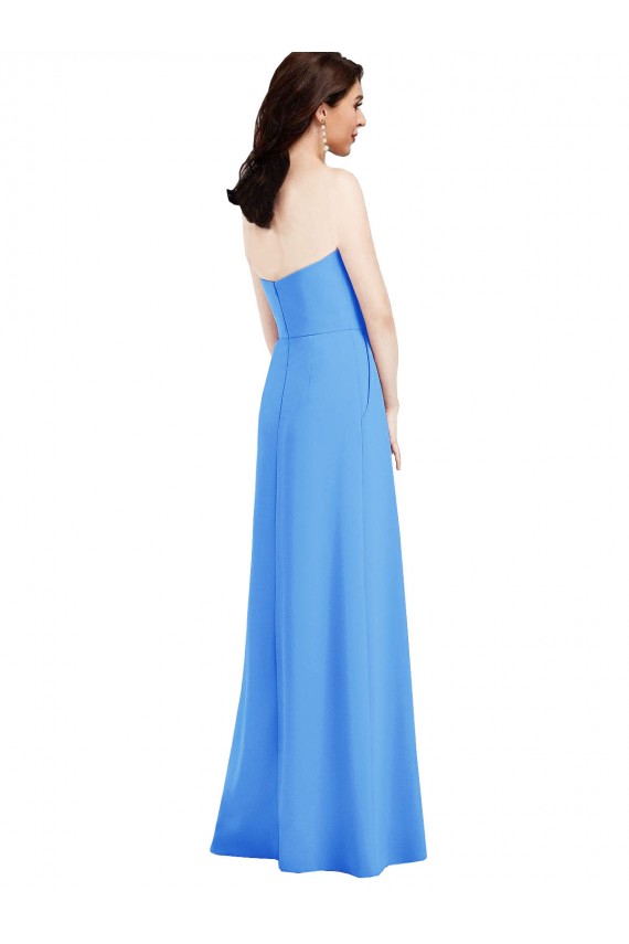 Best Stretch Crepe Strapless Sleeveless Low Back Peacock Blue Long Semi Formal Evening Dress Canada