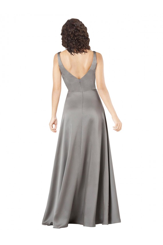 Best Silky Satin V-Neck Sleeveless Long Formal Evening Gown Canada
