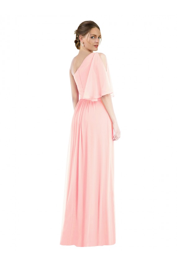 Best Soft Chiffon One Shoulder Bell Sleeves Long Semi Formal Evening Dress Canada