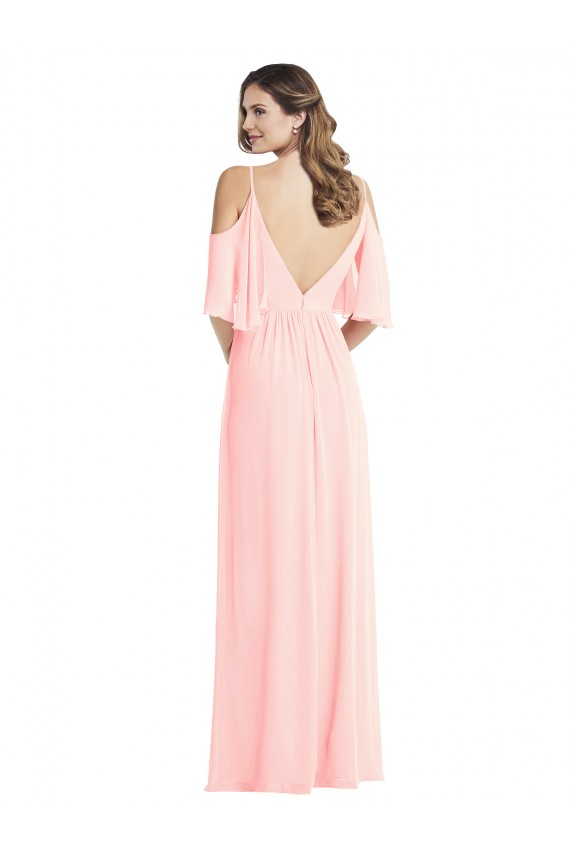 Best Soft Chiffon V-Neck Cold Shoulder V-Back Long Semi Formal Evening Dress Canada
