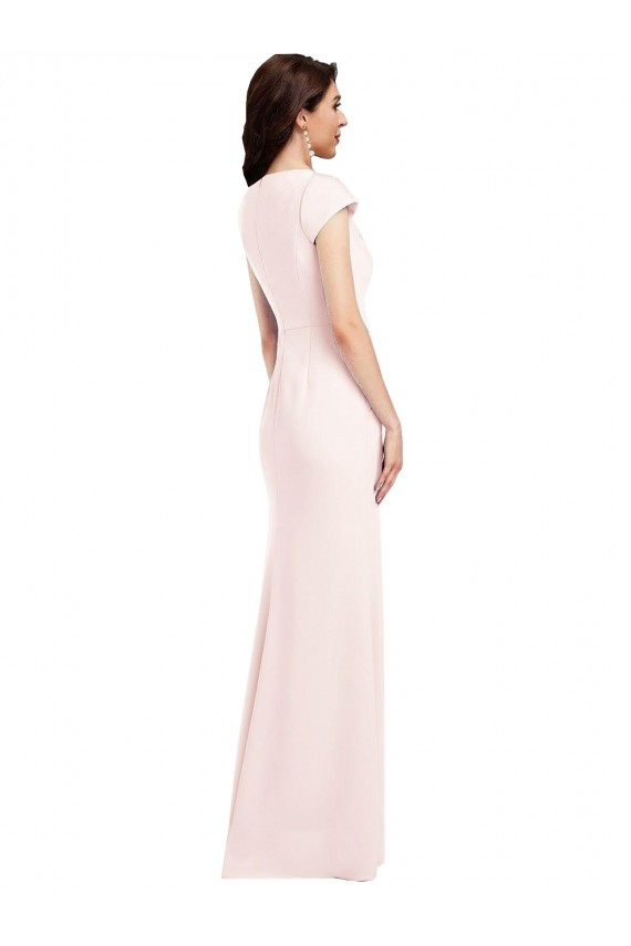 Best Stretch Crepe V-Neck Cap Sleeves Long Formal Evening Dress Canada