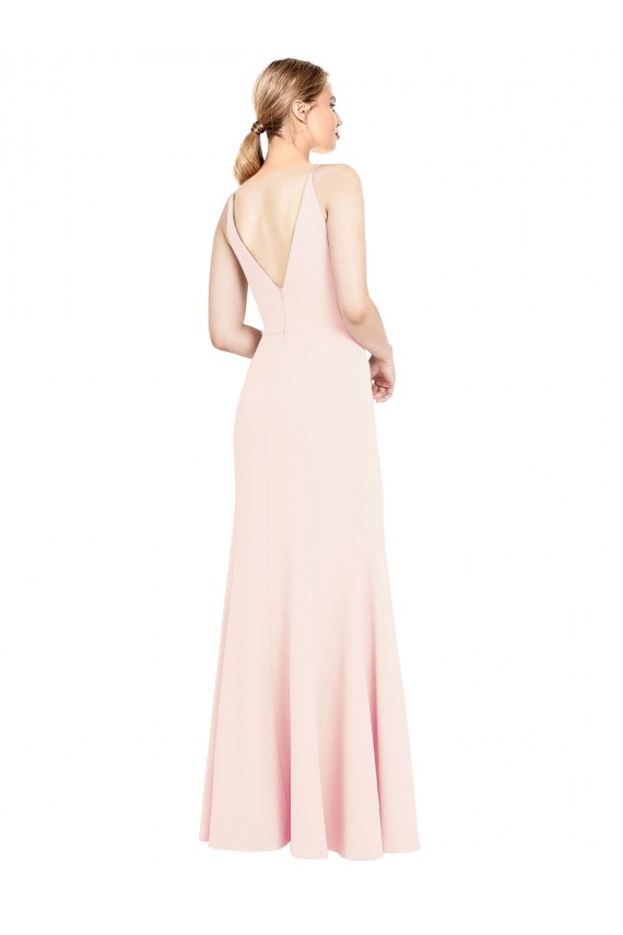 Best Stretch Crepe V-Neck Sleeveless V-Back Long Formal Evening Dress Canada