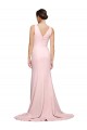 Best Stretch Crepe V-Neck Sleeveless V-Back Sweep Train Semi Formal Evening Dress Canada