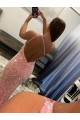 Best Velvet Sequin One Shoulder Sleeveless Sweep Train Evening Dress Canada