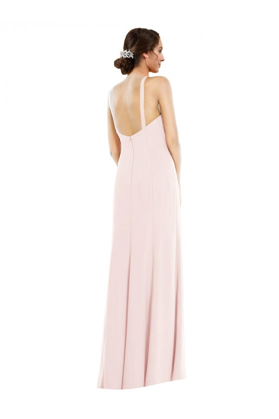Best Stretch Crepe Halter Neck Sleeveless Low Back Long Formal Evening Dress Canada