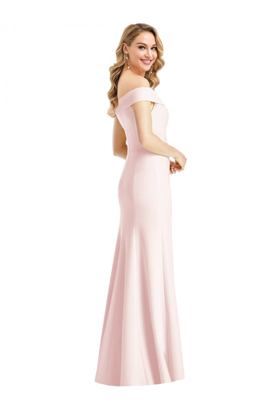 Best Stretch Crepe Off the Shoulder Sleeveless Long Evening Gowns Canada