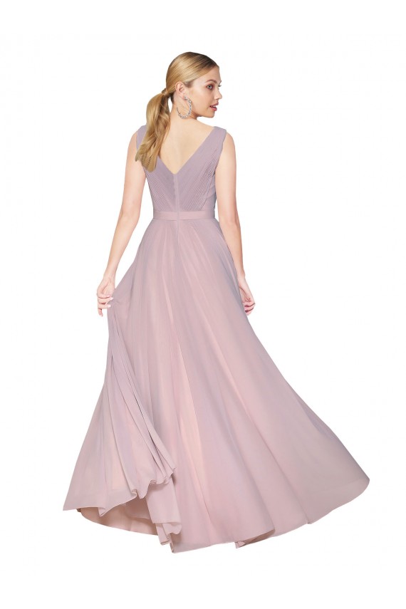 Best Soft Chiffon V-Neck Sleeveless V-Back Long Formal Evening Gowns Canada