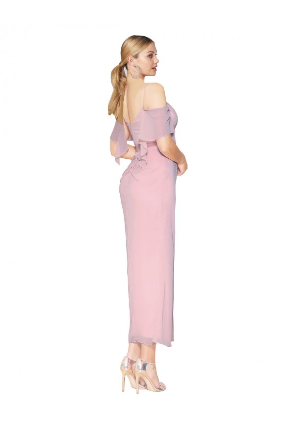 Best Soft Chiffon Off the Shoulder Cold Shoulder Knee Length Formal Evening Dress Canada