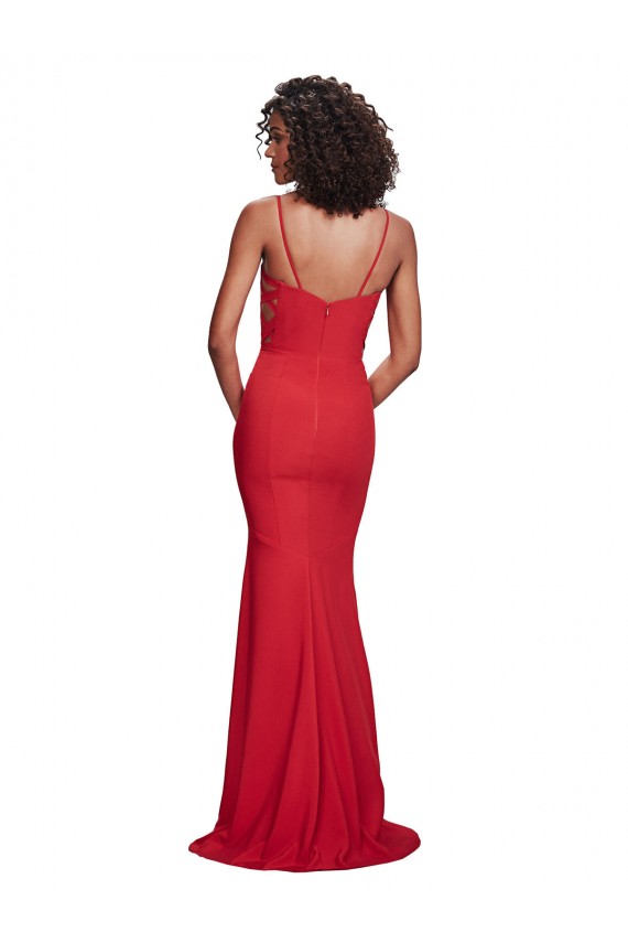 Best Stretch Crepe Spaghetti Straps Sleeveless Long Evening Dress Canada