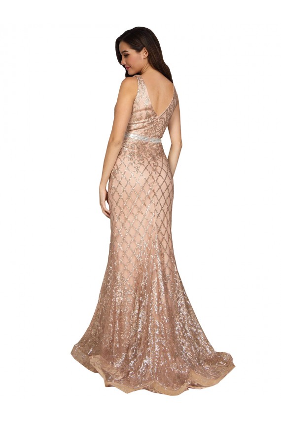Best Sequin & Sparkling Sequin V-Neck Sleeveless V-Back Long Formal Plus Size Evening Dress Canada