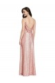 Best Sequin V-Neck Sleeveless Low Back Rose Gold Long Formal Evening Dress Canada