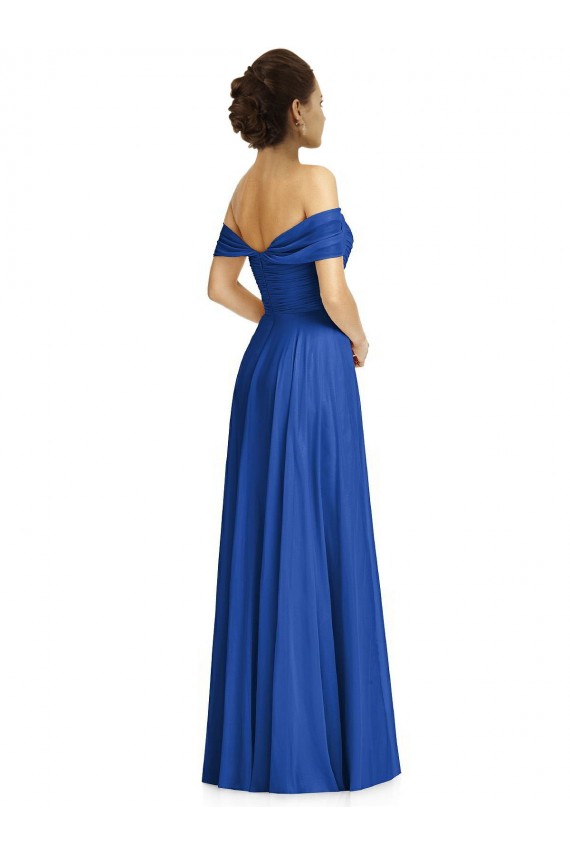 Best Soft Chiffon Off the Shoulder Cap Sleeves Long Semi Formal Evening Dress Canada