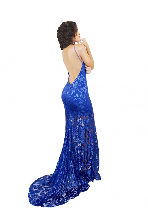 Best Lace High Neck Sleeveless Open Back Long Semi Formal Evening Dress Canada
