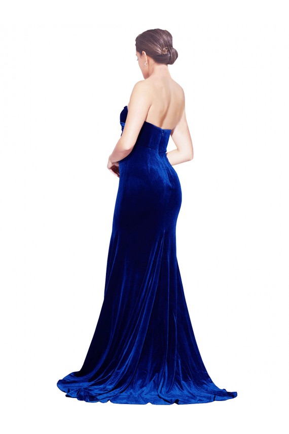 Best Stretch Velvet Sweetheart Sleeveless Low Back Sweep Train Formal Evening Dress Canada
