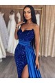 Best Velvet Sequin Sweetheart Sleeveless Sweep Train Evening Dresses Canada