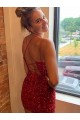 Best Velvet Sequin V-Neck Sleeveless Short Evening Dress Canada