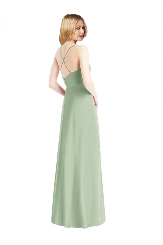 Best Chiffon Spaghetti Straps Sleeveless Open Back Long Evening Dress Canada
