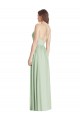 Best Soft Chiffon Spaghetti Straps Sleeveless Open Back Sage Long Semi Formal Evening Dress Canada
