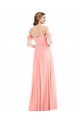 Best Soft Chiffon Off the Shoulder Flutter Sleeves Long Semi Formal Evening Dress Canada