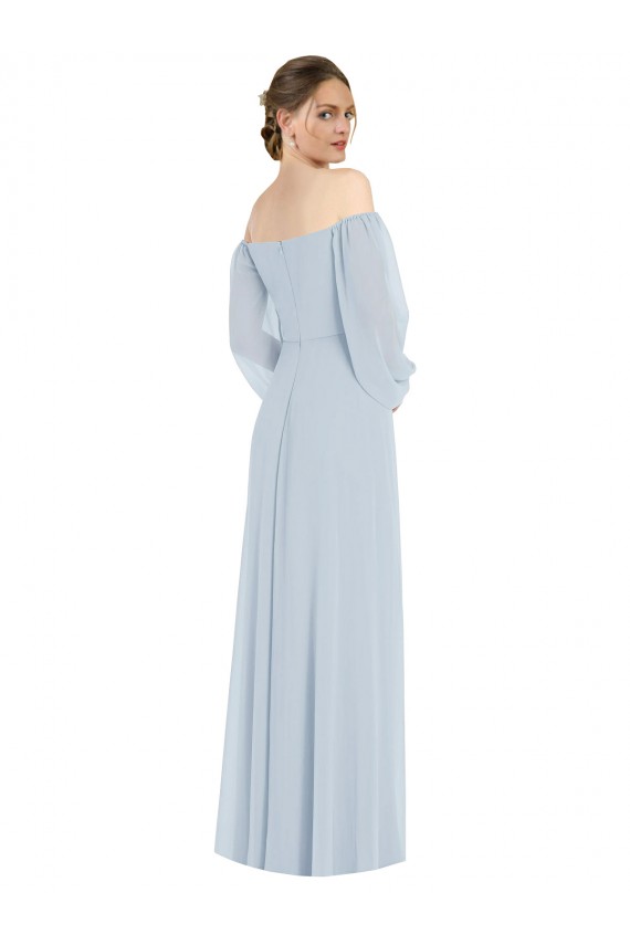 Best Soft Chiffon Off the Shoulder Puff Sleeves Long Formal Evening Dress Canada