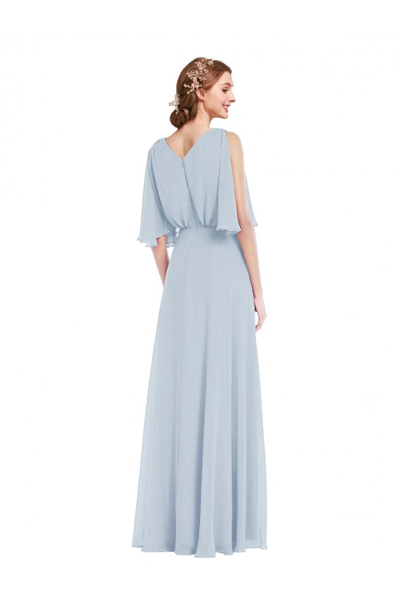 Best Soft Chiffon V-Neck Half Sleeves Long Evening Dress Canada