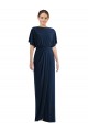 Best Spandex Bateau Neck Short Sleeves Open Back Long Semi Formal Evening Dress Canada