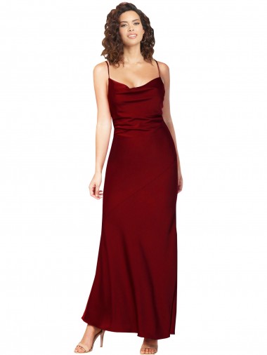 Best Silky Satin Cowl Neck Sleeveless Low Back Long Black Tie Evening Dress Canada