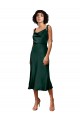 Best Stretch Satin Cowl Neck Sleeveless Midi Length Black Tie Evening Dress Canada