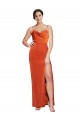 Best Stretch Satin Spaghetti Straps Sleeveless Open Back Sweep Train Formal Evening Dress Canada