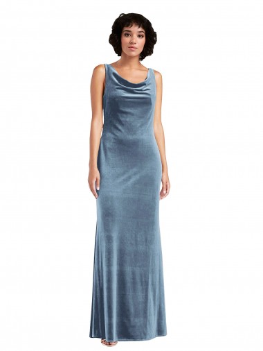Best Stretch Velvet Cowl Neck Sleeveless V-Back Long Evening Dress Canada