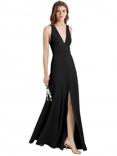 Best Stretch Crepe Halter Neck Sleeveless Long Formal Evening Dress Canada