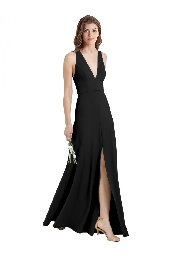 Best Stretch Crepe Halter Neck Sleeveless Long Formal Evening Dress Canada