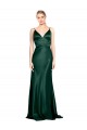 Best Stretch Satin Spaghetti Straps Sleeveless V-Back Hunter Long Formal Evening Dress Canada