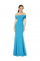 Best Stretch Crepe Off the Shoulder Sleeveless Peacock Blue Long Formal Dress Canada