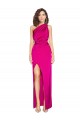 Best Silky Satin One Shoulder Sleeveless Fuchsia Long Formal Evening Dress Canada