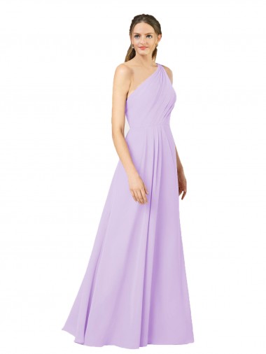 Best Soft Chiffon One Shoulder Sleeveless Lilac Long Formal Evening Dress Canada
