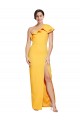Best Stretch Crepe One Shoulder Sleeveless Saffron Long Formal Evening Dress Canada
