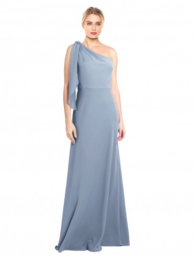 Best Stretch Crepe One Shoulder Flutter Sleeves Long Formal Dress Canada