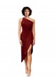 Best Stretch Satin One Shoulder Sleeveless Midi Length Black Tie Evening Dress Canada