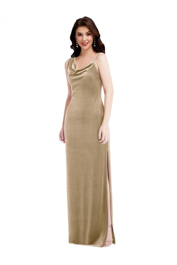 Best Stretch Velvet One Shoulder Sleeveless Long Black Tie Evening Dress Canada