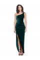 Best Stretch Velvet One Shoulder Sleeveless Low Back Long High Low Evening Dress Canada