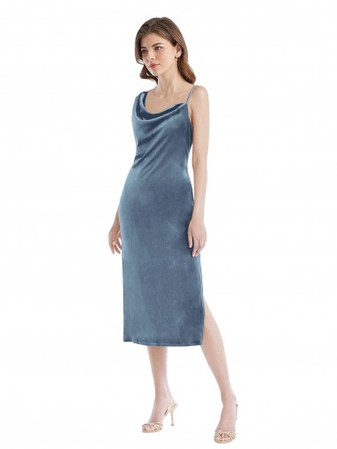 Best Stretch Velvet One Shoulder Sleeveless Long Semi Formal Evening Dress Canada