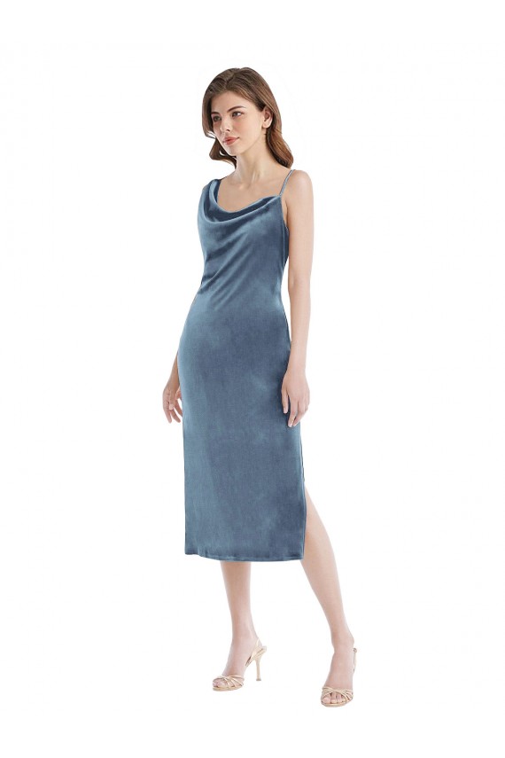 Best Stretch Velvet One Shoulder Sleeveless Long Semi Formal Evening Dress Canada