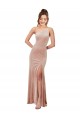 Best Stretch Velvet One Shoulder Sleeveless Pink Long Black Tie Evening Dress Canada